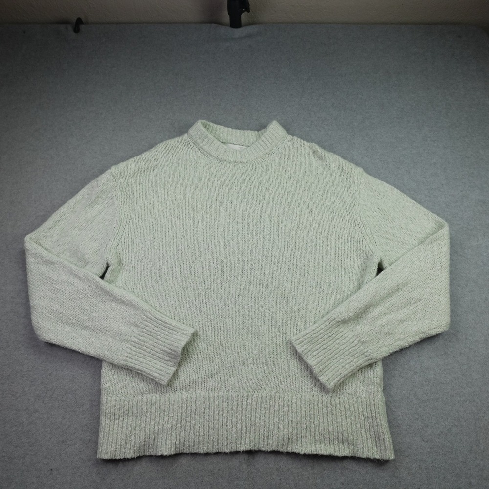 Zara Sweater Mens M Green Knit Crew Neck Long Sleeve Pullover